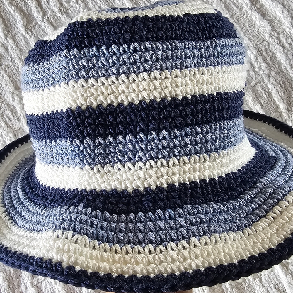Cotton Striped Blue and White Kids Bucket Hat